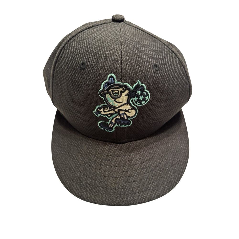 7 3/4 New Era Asheville Tourists Mr Moon Blue Fitted Baseball Cap MiLB Hat